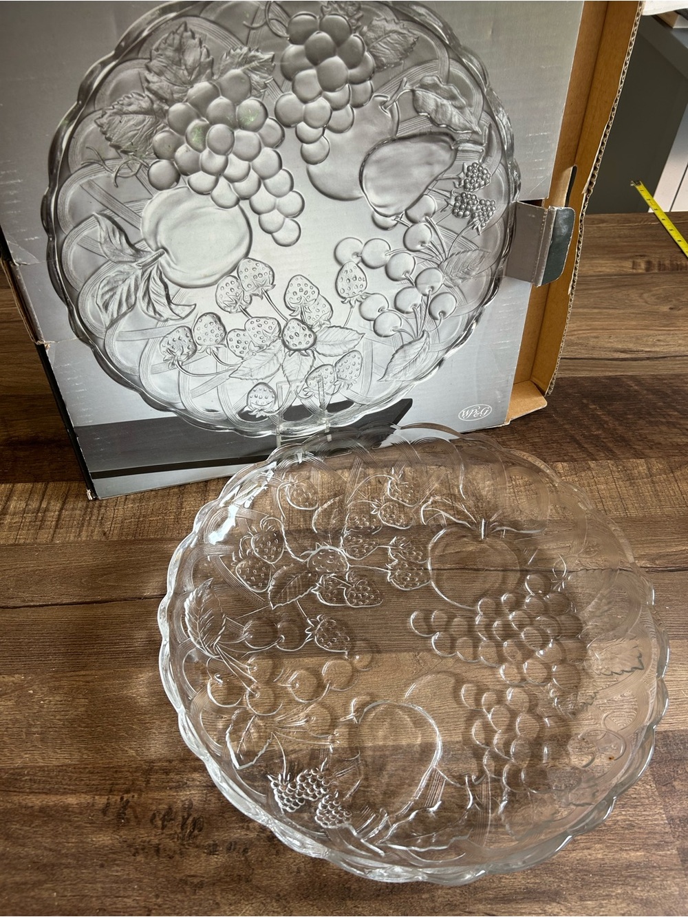 Vintage WP&G Fruit Delight Crystal 14” Serving Platter NIB